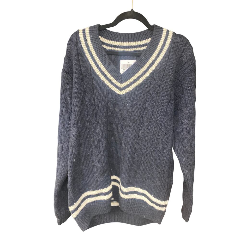 NWT Brandy Melville Women's Oversized Academic Preppy V-Neck School Sweater XL